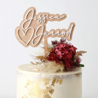 Love Heart Couple Wooden Cake Topper - Fauve + Co