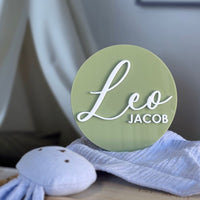 3D Round Acrylic Name Plaque - Sage