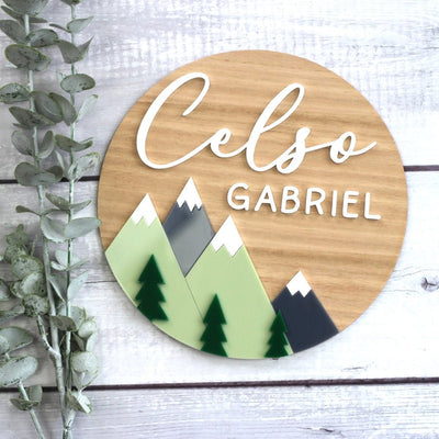 3D Acrylic Name Plaque - Mountains - Fauve + Co