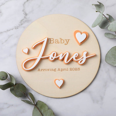 3D Pregnancy Announcement Disc - Hearts - Fauve + Co
