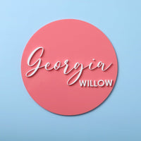 3D Round Acrylic Name Plaque - Pink - Fauve + Co