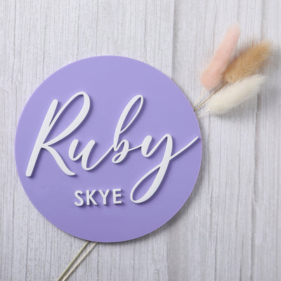 3D Round Acrylic Name Plaque - Purple - Fauve + Co