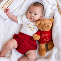 Personalised Cuddles Christmas Teddy Bear - Tawny/Red