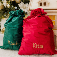 Personalised Velvet Christmas Sack - Red