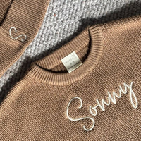 Personalised Chunky Knit Baby Jumper Cocoa