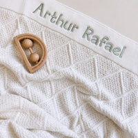 Personalised Diamond Cotton Knit Baby Blanket Cream