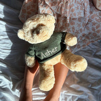 Personalised Cuddles Teddy Bear - Blondie/Olive Green