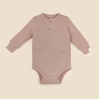 Lūmmi Organic Cotton Waffle Long Sleeve Bodysuit - Mocha