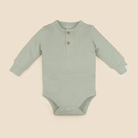 Lūmmi Organic Cotton Waffle Long Sleeve Bodysuit - Sage Green