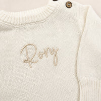 Personalised Cotton Knit Romper Cream