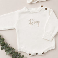 Personalised Cotton Knit Romper Cream