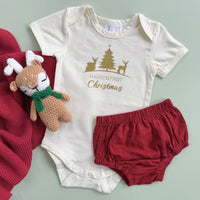 My First Christmas Bodysuit Cream - Reindeers