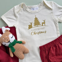 My First Christmas Bodysuit Cream - Reindeers