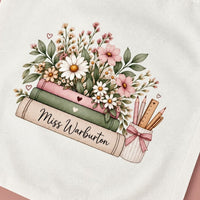 Personalised Teacher Tote Bag - Bookish Blooms