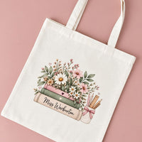 Personalised Teacher Tote Bag - Bookish Blooms