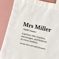 Personalised Teacher Tote Bag - Dictionary