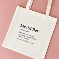 Personalised Teacher Tote Bag - Dictionary