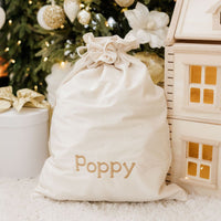 Personalised Velvet Christmas Sack - Cream