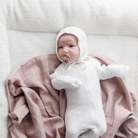 Dusty Pink Organic Cotton Muslin Swaddle Wrap by Zoe Sage
