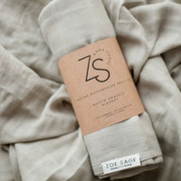 Sage Green Organic Cotton Muslin Swaddle Wrap by Zoe Sage