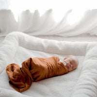 Savannah Rust Organic Cotton Muslin Swaddle Wrap by Zoe Sage