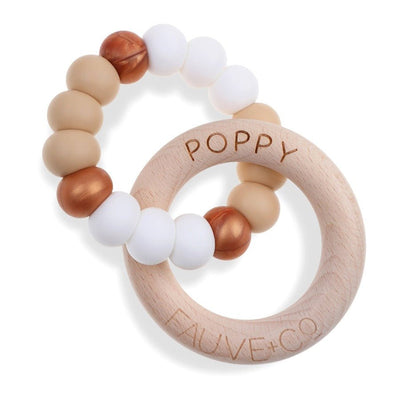 Aura Engraved Teething Ring Pebble - Fauve + Co