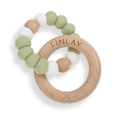 Aura Engraved Teething Ring Sage - Fauve + Co