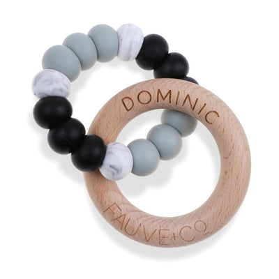 Aura Engraved Teething Ring Shadow - Fauve + Co