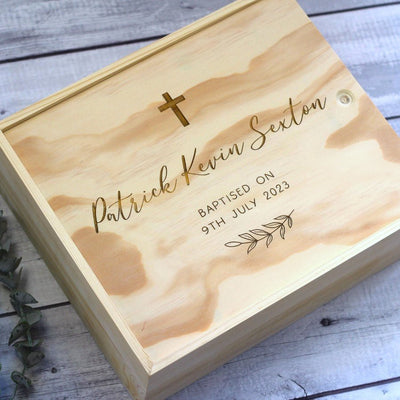 Baby Baptism Keepsake Box - Leaf - Fauve + Co