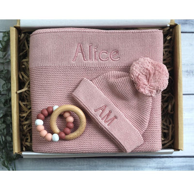Blanket & Beanie Baby Gift Box - Dusty Pink - Fauve + Co