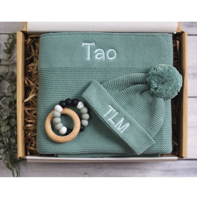 Blanket & Beanie Baby Gift Box - Seafoam - Fauve + Co