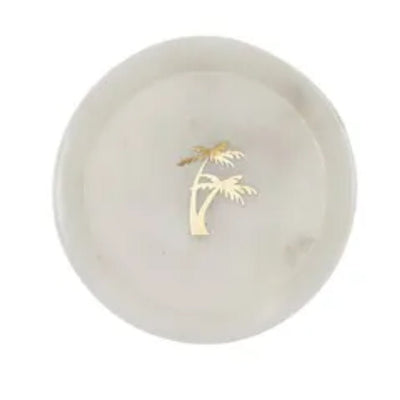 Cadeau Marble Trinket Dish White - Palms - Fauve + Co