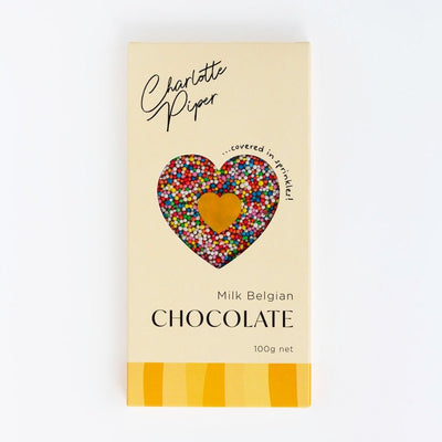 Charlotte Piper 100g Bar Milk Belgian Chocolate with Sprinkles - Fauve + Co