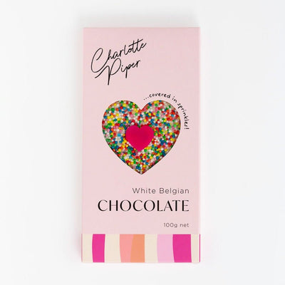 Charlotte Piper 100g Bar White Belgian Chocolate with Sprinkles - Fauve + Co