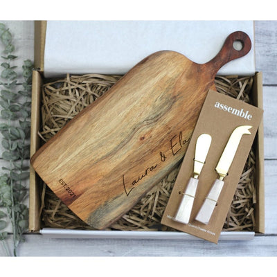 Cheeseboard & Rose Quartz Knives Gift Box - Fauve + Co
