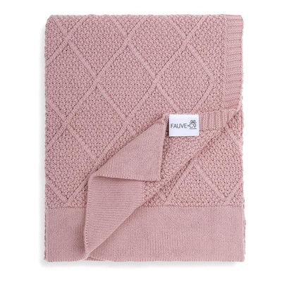 Diamond Cotton Knit Baby Blanket Dusty Pink - Fauve + Co
