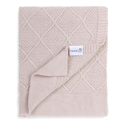 Diamond Cotton Knit Baby Blanket Oatmeal - Fauve + Co