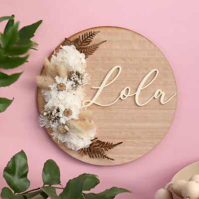 Floral Personalised Door Plaque - Side Arrangement - Fauve + Co