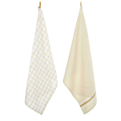 Germaine S/2 Cotton Tea Towels 50x70cm Mustard - Fauve + Co