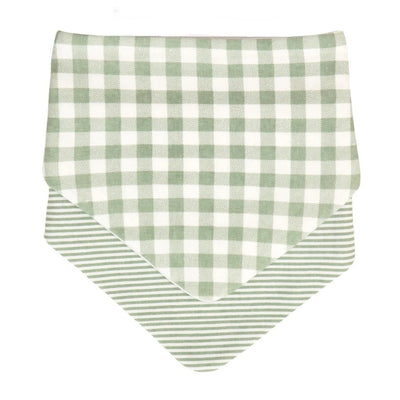 Gingham Sage Bandana Bib 2 Pack - Fauve + Co