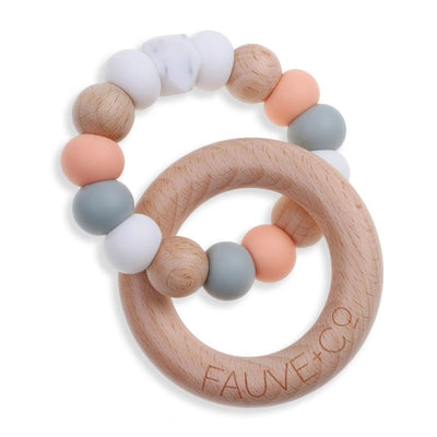 Halo Teething Ring Coral - Fauve + Co