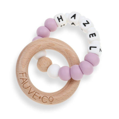 Halo Teething Ring Personalised Lilac - Fauve + Co