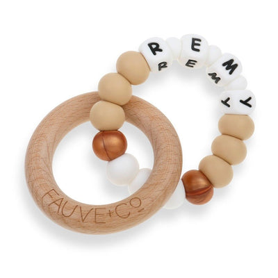 Halo Teething Ring Personalised Pebble - Fauve + Co