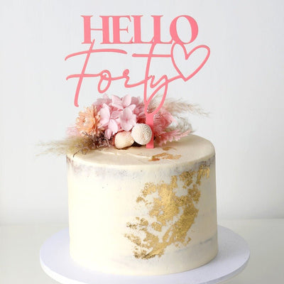 Hello Forty Cake Topper - Heart - Fauve + Co