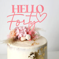 Hello Forty Cake Topper - Heart - Fauve + Co