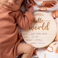 Hello World Birth Details Announcement Disc - Fauve + Co