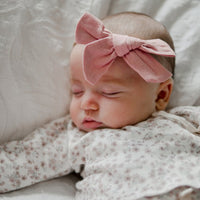 Ivy Linen Hair Bow Dusty Pink Small - Fauve + Co