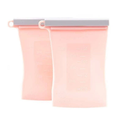 Junobie Reusable Silicone Breastmilk Storage Bags- 2pk (Rose) - Fauve + Co