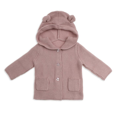 "Little Bear" Cotton Knit Cardigan Dusty Pink - Fauve + Co