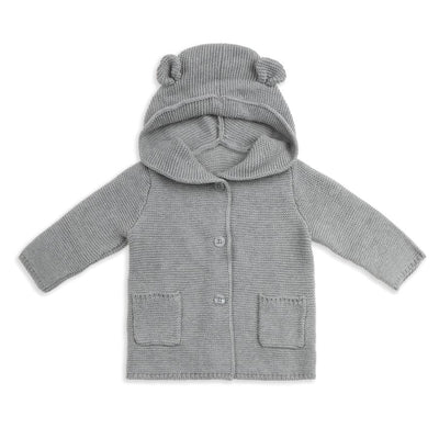 "Little Bear" Cotton Knit Cardigan Grey - Fauve + Co